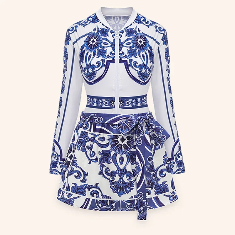 Women New Surfing Sport Swimsuit Long Sleeves One Piece Swimsuit Swimwear Solid Monokini Bathing Suit Tropical Bodysuit Female