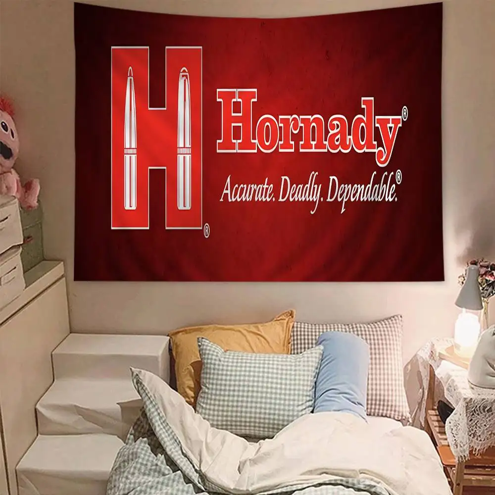 

Большой настенный гобелен с модным принтом логотипа Hornady, художественный декор для комнаты в стиле научной фантастики, декор для дома, декоративное одеяло