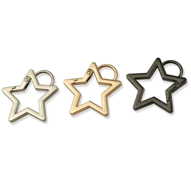 

19MM 27MM Pentagram Metal Spring Gate Keyring Hooks For Bags Purse Belt Openable Five-pointed Star Carabiner Buckles Accessories