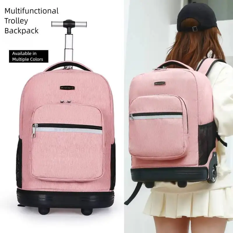 

Large Capacity Wheeled Backpack for Students - Telescopic Handle Rolling School Bag Waterproof Airline Approved Carry On Luggage
