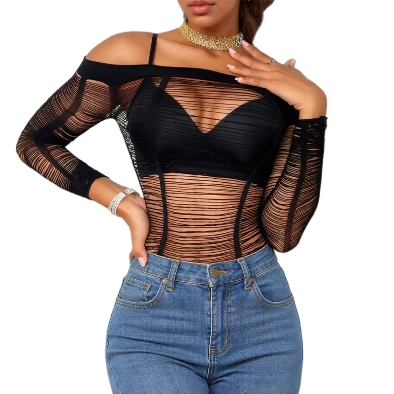 Hollow Out Fishnet Beach Cover Up Bodycon Dress, Sheer Mesh Festival Swimwear for Women Summer image 2