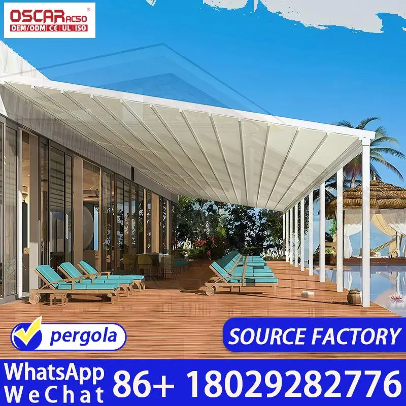 

Full Cassette Full Box Manual Aluminum Awning Sunshade for Outdoor Garden Patio Retractable Canopy Pergola