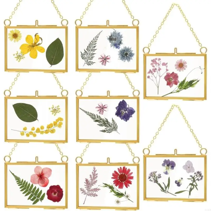 62KD 2Pcs Decorative Square Metal Photo Frame Natural Dried Flower Holder For Wall