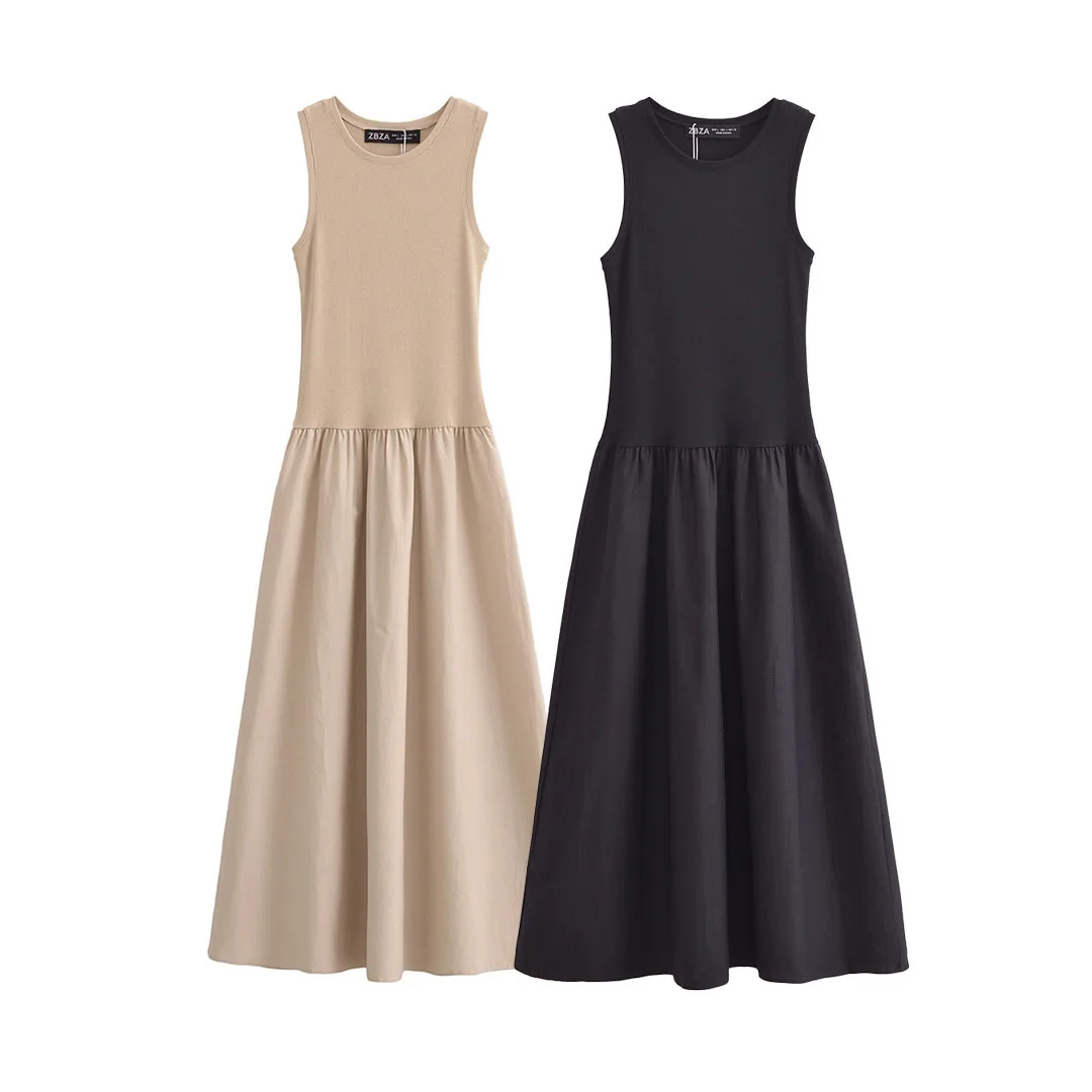 

Women's Spliced ​​Maxi Dress Spring Summer New Fashion One Shoulder Sleeve Midi Elegant Dress Female Sexy Party Dress