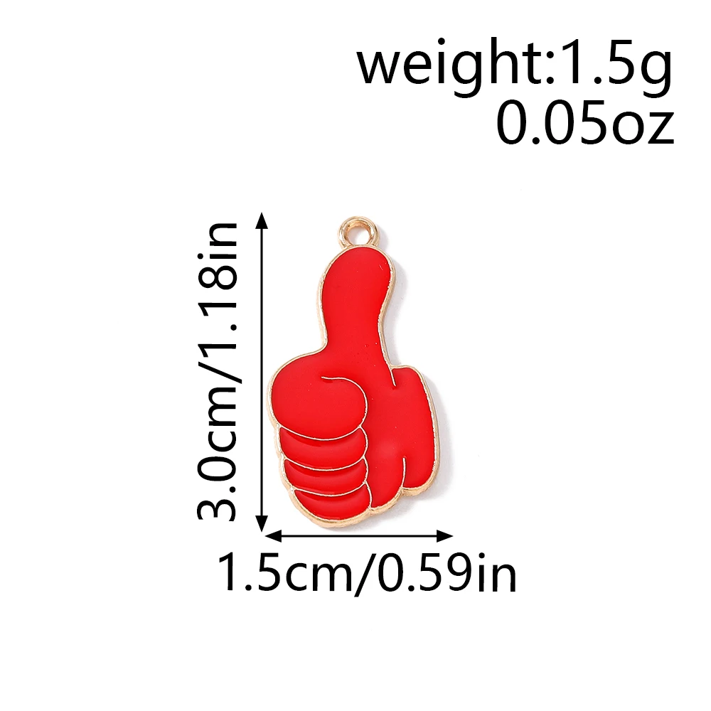 10 Uds. De nuevos colgantes esmaltados con forma de pulgar para hacer joyas, collar, pendientes, pulsera, suministros de accesorios hechos a mano DIY