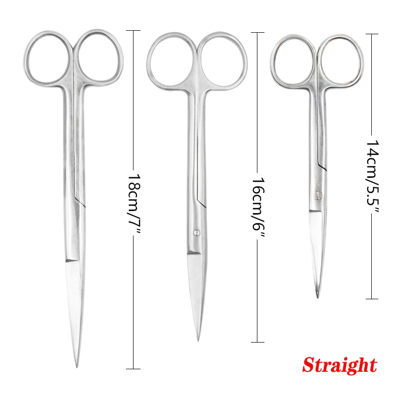 Dental Medical Surgical Scissors 14cm 16cm 18cm Stainless Steel Straight / Curved Tip Scissor Dentist Surgical Tool 14 / 16 / 18