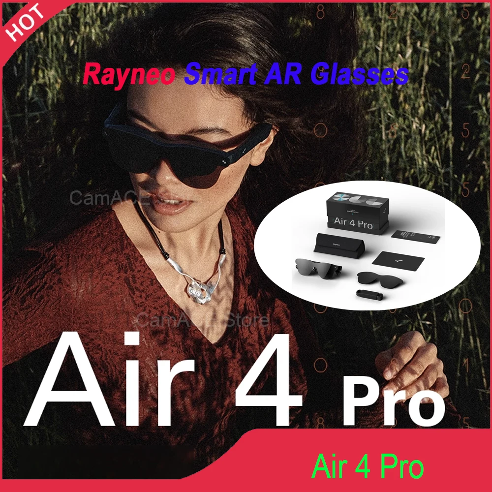 نظارات Rayneo Air 4 Pro 3G التي يتم التحكم فيها بالصوت - مقاومة للماء IPX-5، كاميرا 4K، ملاحة بدون استخدام اليدين، خفيفة الوزن، سماعة الرأس #1