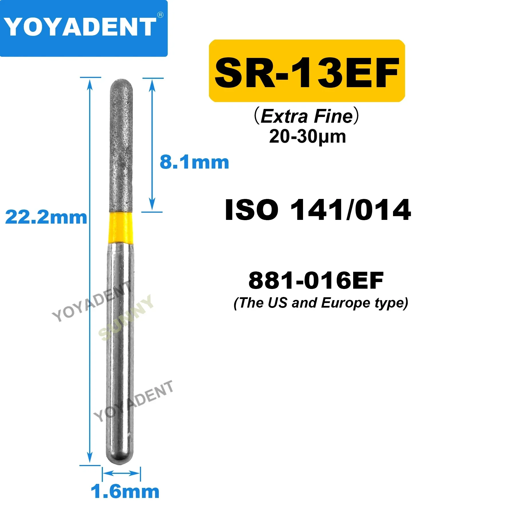 SR Type Dental Diamond Burs Tandheelkunde Boren Tandheelkundige Burs voor Hoge Snelheid Handstuk Tandarts Gereedschap Dia.1.6mm 10 stks/pak