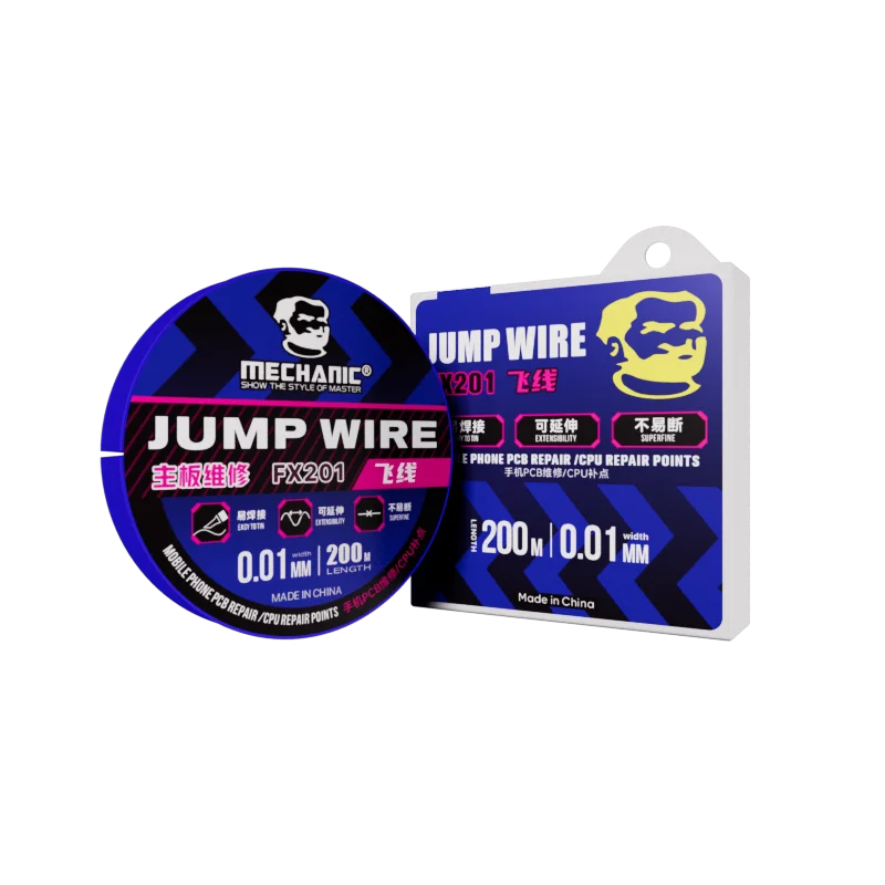 ميكانيكي FX105 FS205 FJ201 FJ202 FX202 0.005 مللي متر سلك نحاسي فائق الدقة غير معزول طول 100 متر وحدة المعالجة المركزية LCD PCB ربط سلك توصيل معزز