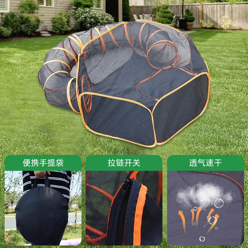 Foldable Pet Tunnel Closed Cat House Portable Kennel Tent Set