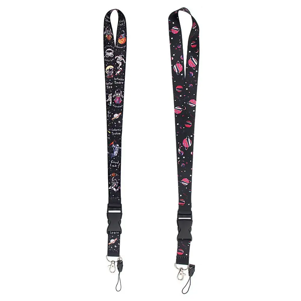 

Lanyard Key Ring Holder ID Badge Holder Stars Pattern Hang Ropes Astronauts Lanyard Mobile Phone Strap Outer Space Neck Straps