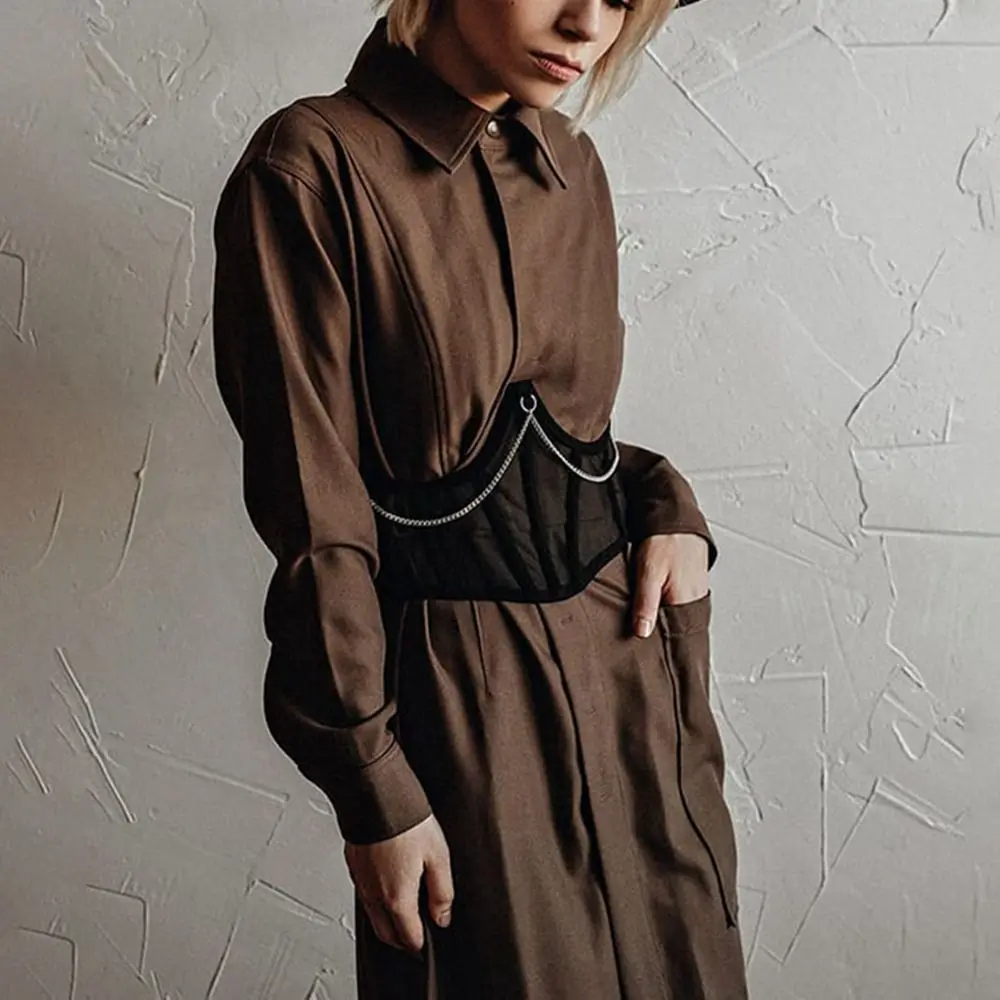 ใหม่โพลีเอสเตอร์เอวรัดตัวลูกไม้โปร่งใสลูกไม้กระชับสัดส่วนเข็มขัดผูกสายรัดแฟชั่นยืดหยุ่นรัดตัวผู้หญิง