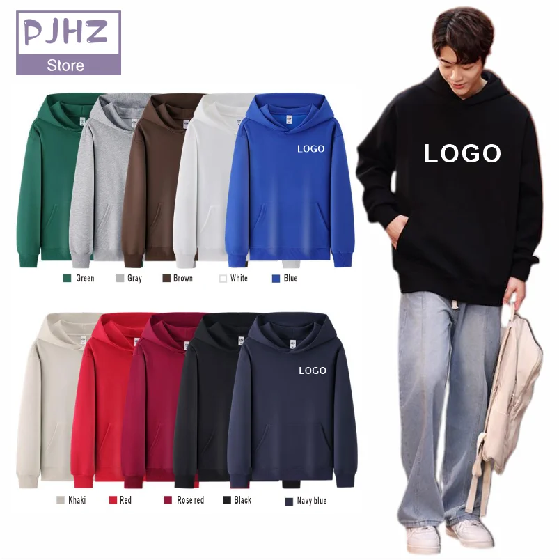 High Quality Cotton Hoodies Pullovers Personal Company Group Design Custom Logo Korean Autumn Fashion Clothes Print Embroidery