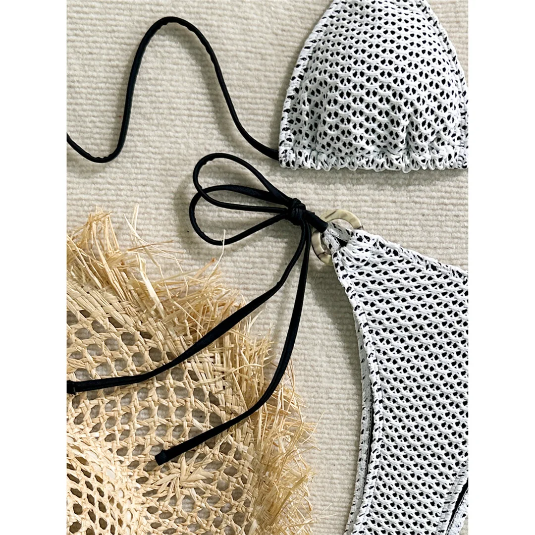 Gefalteter Neckholder-Bikini, zweiteiliges Bikini-Set, Damen-Badeanzug, Badebekleidung für Frauen, mit Trägern, hoch geschnitten, Badeanzug, Badebekleidung, V7043 – Detail 12