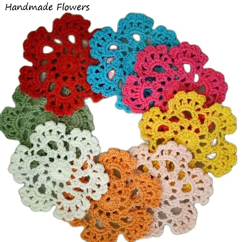 HOT round flower cotton placemat coaster kitchen Christmas table place mat Crochet wedding Table decoration and accessories