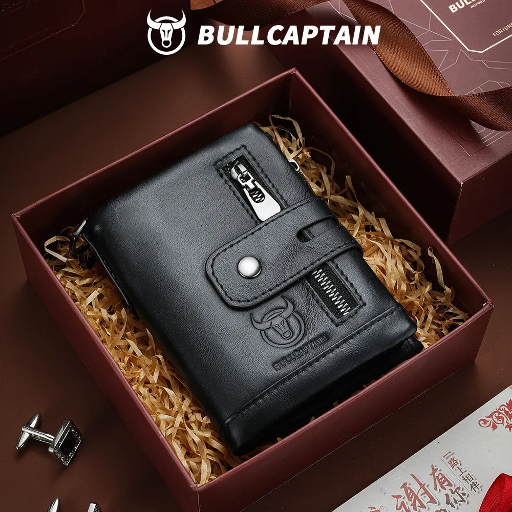 Men's Genuine Leather Phone Holder Wallet Multifunctional Anti-theft Chain Gift Box for Husband's Birthday Gift