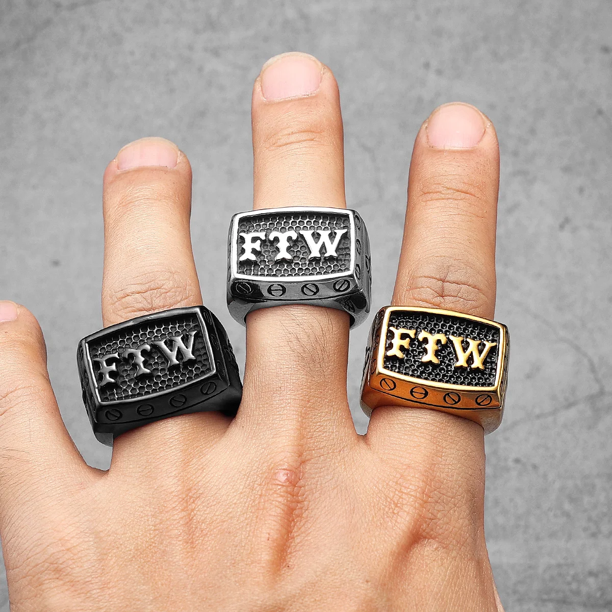 FTW Middle Finger Men Rings Stainless Steel Punk Vintage Cool Stuff Fashion Jewelry Accessories For Women Gift Wholesale