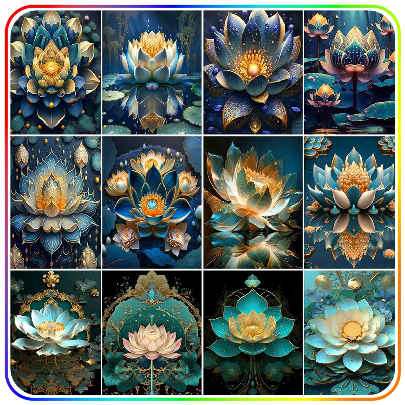 

SDOYUNO Diamond Painting Special Diamonds Arts Crafts 5D Diamond Statue Art Lotus Vintage Flower Wall Decororation