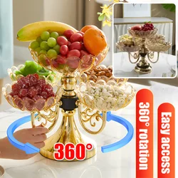 Multi-layered Rotating Crystal Fruit Plate Light Luxury Rotating Fruit Plate European Creative Crystal Storage Plate