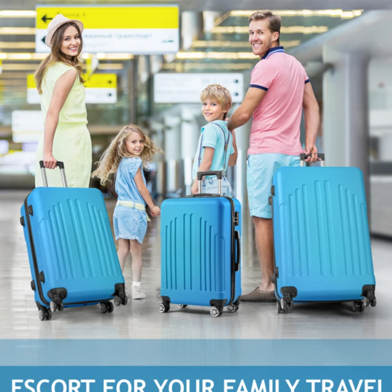 

Blue Luggage Set of 3 Hard side Suitcase Sets with T SA Lock 4 Spinner Wheels Lightweight Trolley Travel Case Reinforced design