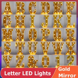 Wedding Decorative Name Gold Mirror Letters Alphabet Letter LED Lights Luminous Number Lamp Night Light Party Decoration Home