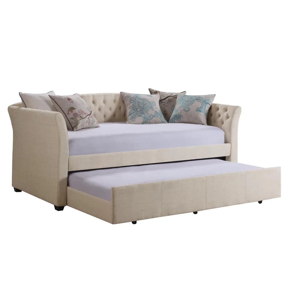 Adrie Upholstered Twin Daybed with Tufted Button, Daybed with Trundle, Sofa for Living Room, Bedroom, Guest Room