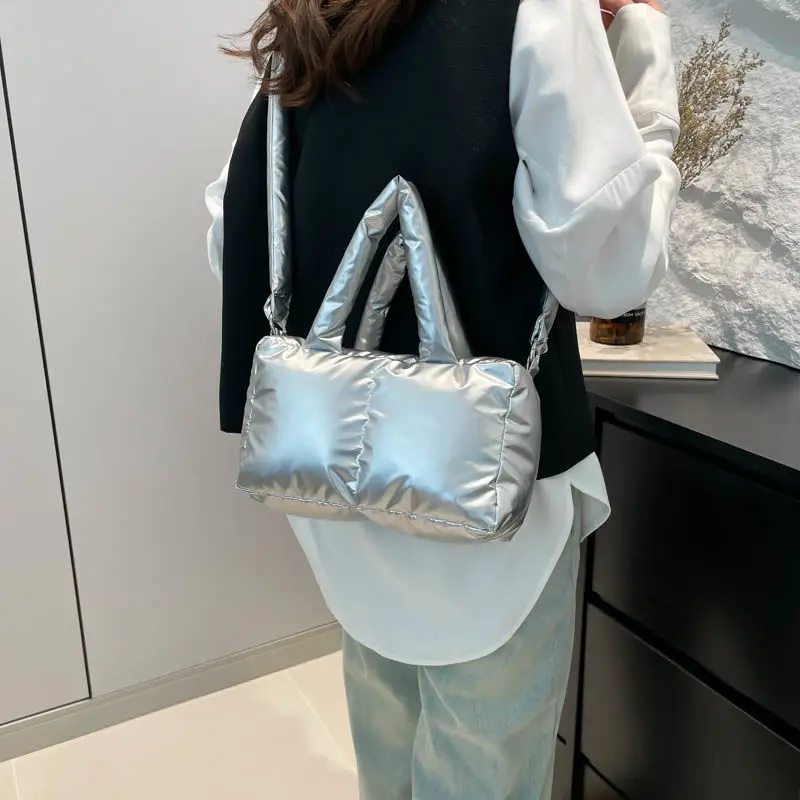 

Versatile 2025 New Down and Cotton Jacket Bag for Women Commuting Solid Color Crossbody Shoulder Bags Women's Fleece Handbag