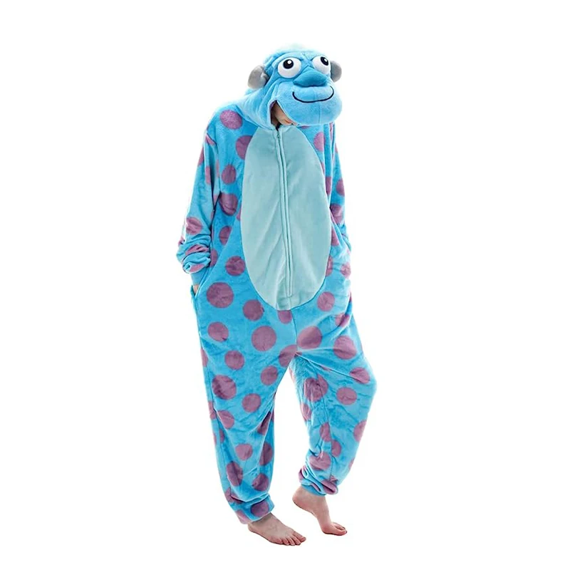 Blue Monster Kigurumi Women Onesie Animal Pajamas For Men Sullivan Cosplay Costume Full body Pijamas One-piece Halloween Outfit