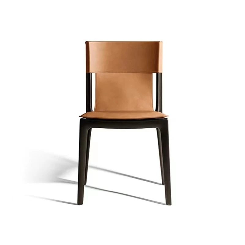 

Italian Style Luxury Dining Chair Solid Wood Saddle Leather Backrest Chair for Home