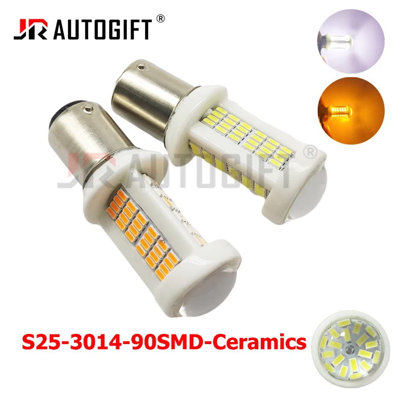 10pcs Ceramic LED 1156 BA15S P21W 3014 90SMD BAU15S PY21W 1157 BAY15D P21/5W Led Bulb R5W R10W Car Turn Signal Light DRL 12-24V