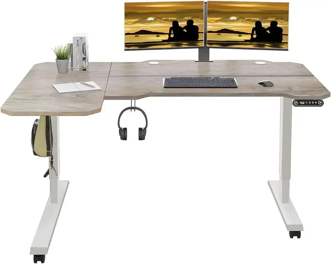 Jceet-Adjustable Height L-Shaped  Standing Desk, Computer  Stand Up Desk Table for Home, 59 in