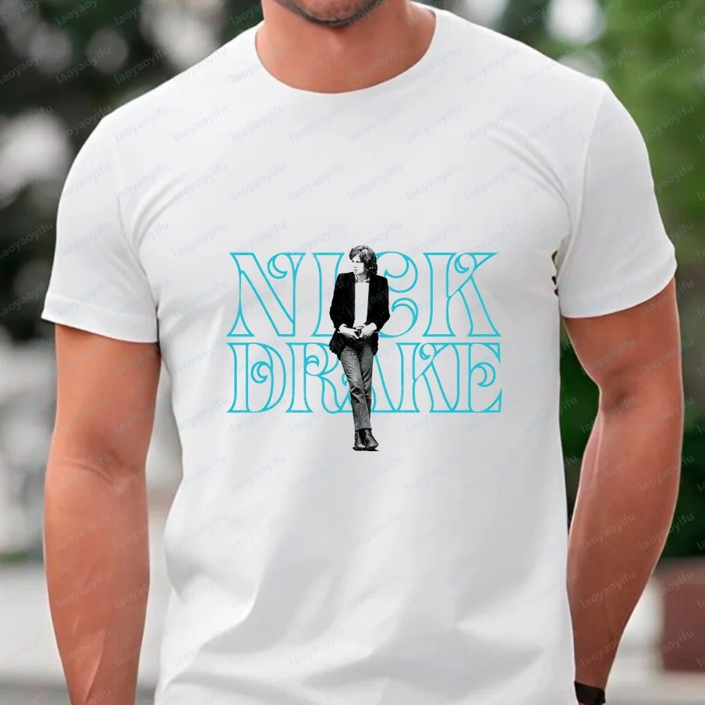 New Tops and T-shirts: Nick Drake Summer Short-sleeved Men's and Women's Round-neck Shirts - Comfortable T-shirts