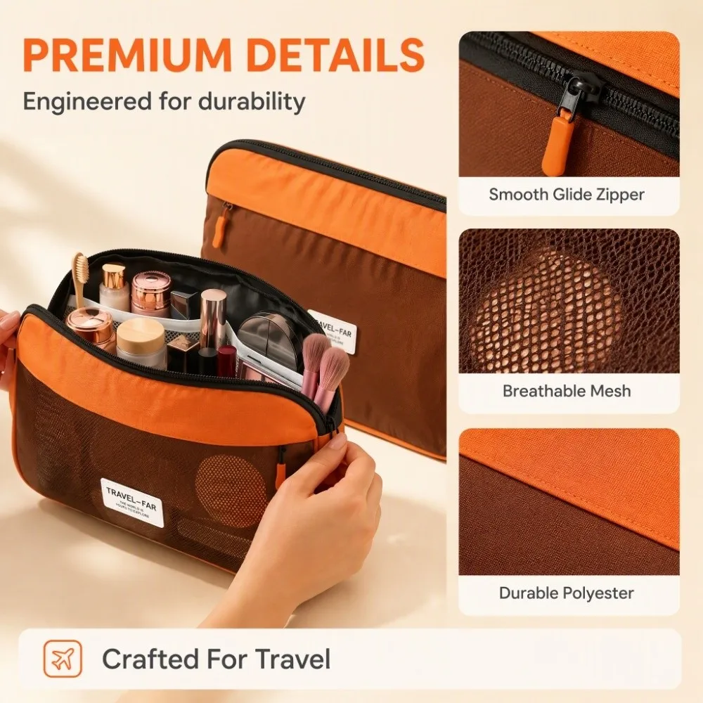 Casual Lightweight Men Toiletry Bag Hanging Multifunctional Cosmetic Pouch Practical Simple Waterproof Storage Organizer Women