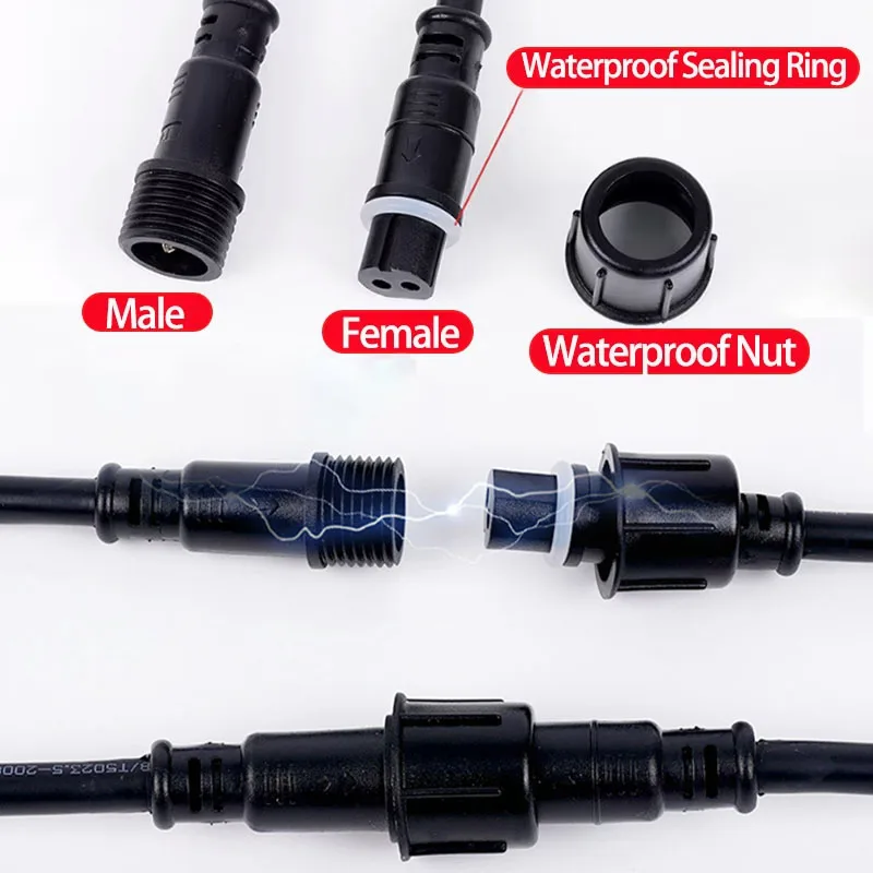 Fotografia 5: Conjunto de Conectores de Fio à Prova d'Água 2/3/4/5/6 Pinos com Cabo de 0.5-1.5mm² Conector Elétrico Avaliado para Luzes LED e Uso Externo