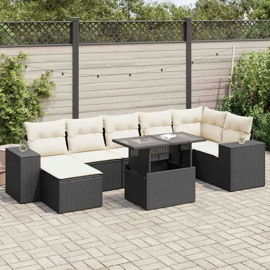 

Garden Sofa Set Stylish Black and Cream White Outdoor Furniture Comfortable Patio Seating Modern Design for Home Garden Decor