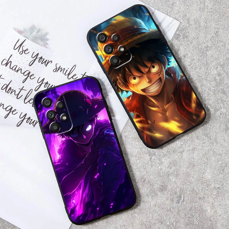 Luxury One P-Piece Anime For Samsung Note 20 10 Ultra Plus A31 A14 A12 A70 A34 A25 A04 A05 A15 A24 5G Black Soft Phone Case