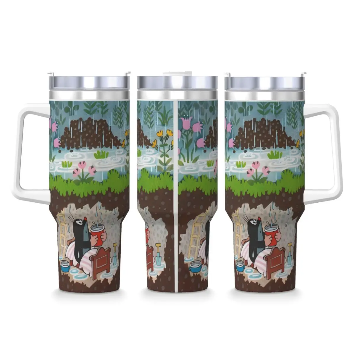 

Stainless Steel Tumbler The Little Mole Mugs Cup With Straws Travel Hot Drinks Water Bottle Heat Preservation 40oz Thermal Cups