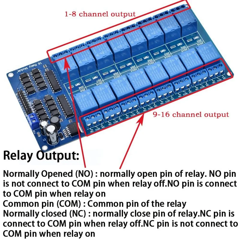 Imagem -05 - Placa de Expansão do Módulo de Relé com Optoacoplador Baixo Nível Gatilho Raspberry pi 16 Canais 12v