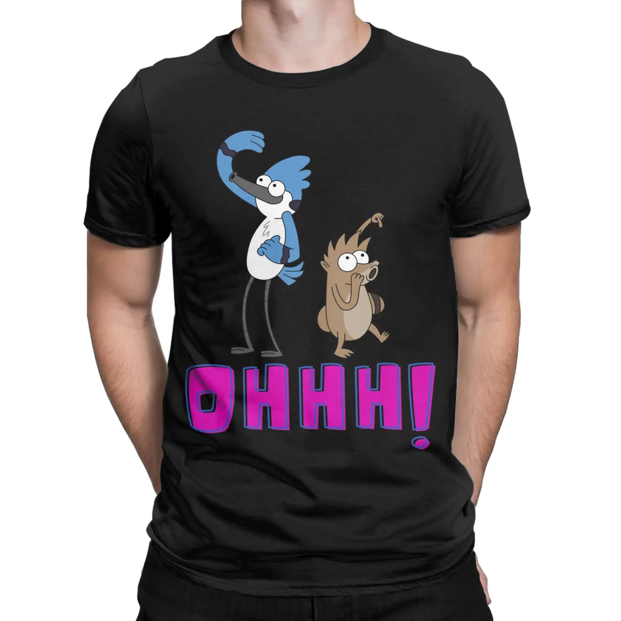 mordecai and the rigbys T-Shirt Men Women Regulars Show  Unique Pure Cotton Tees Round Neck Short Sleeve T Shirt Plus Size Tops