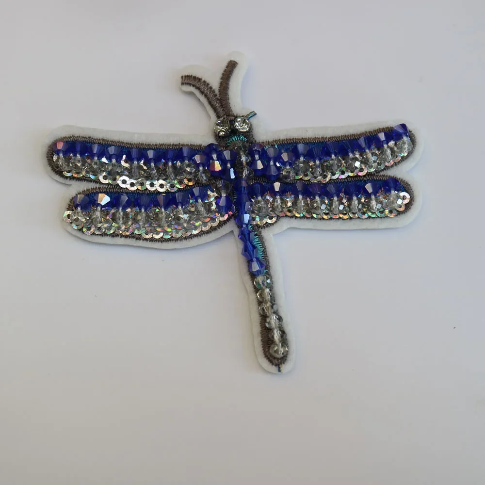 Dragonfly Rhinestone beaded patches for Clothing butterfly parches Sew on Sequins Applique decorative parches bordados para