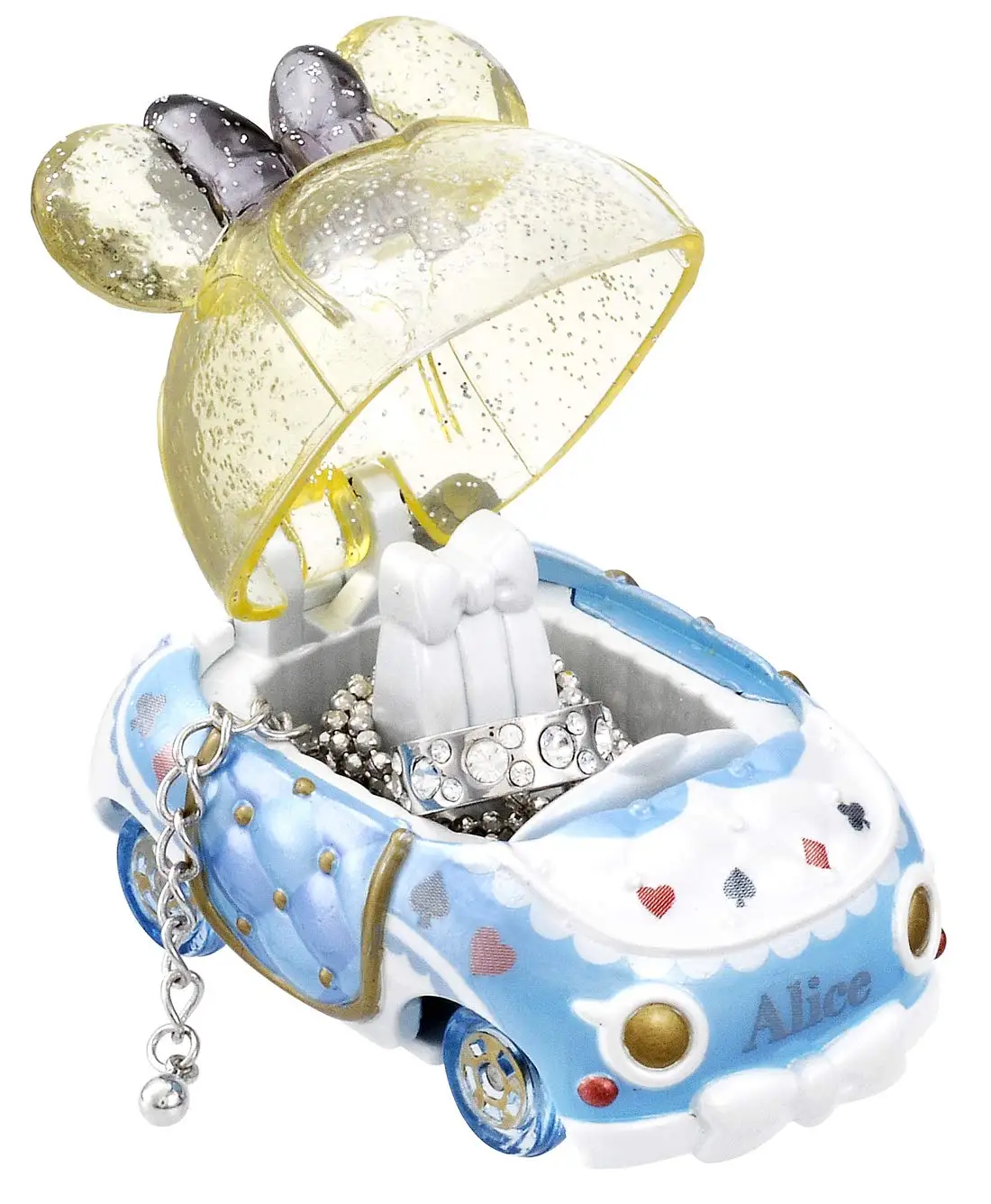 Original Disney Gem Road Series Metal Model Car Ariel Anna Mickey Jewelry Box Car Birthday Gift For Kids 6-7cm