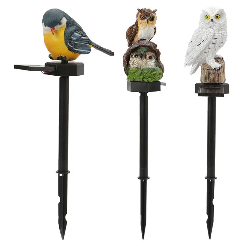 

Solar Bird Lights Cute Bird Figurine Lamp Cute Animal Statue Garden Bird Light Resin Bird Solar Powered Light With Stake For