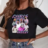Chris Brown Crop Tops Chris Brown Graphic Fan Gift O-Neck Short Sleeves Crop Tops