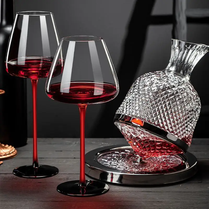 

2 Pcs Globlet Wine Glass Black Tie Bordeaux Austria Style Crystal Wineglass Wedding Party Red Wine Cup Burgundy Champagne Flutes
