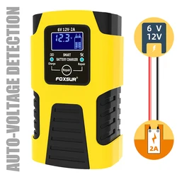 FOXSUR-Chargeur de batterie de voiture intelligent, acide de plomb AGM, réparation d'impulsions, accessoires de désulfatage, adapté pour pipeline 6V, 12V, auto, moto, camion