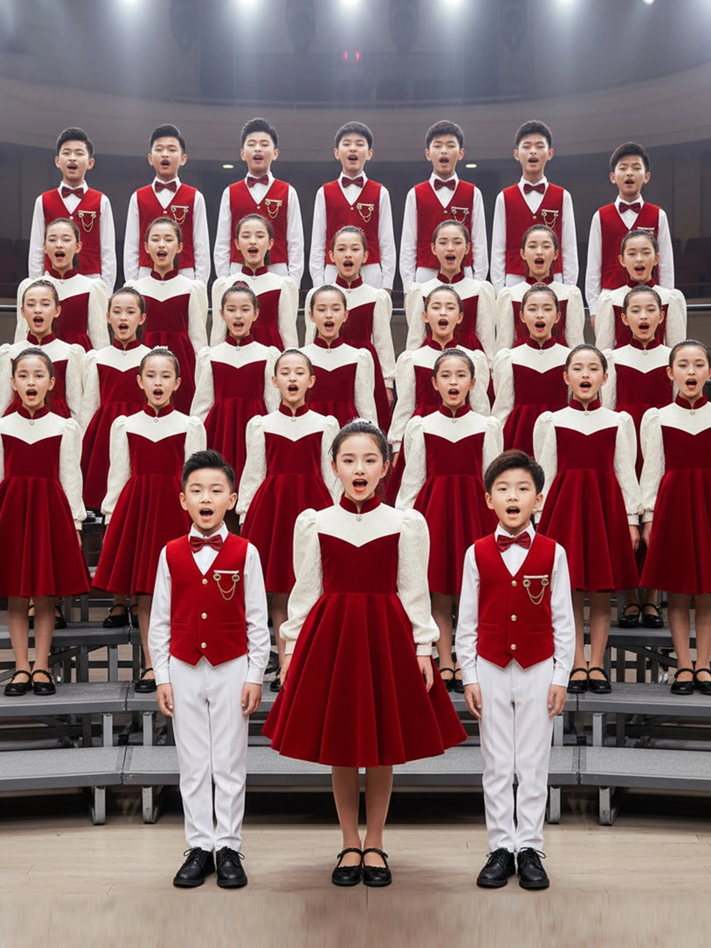 

Patriotic Chorus Performance Outfit Red National Sle Speech Cetition Costume for Primary And Middle School Girls