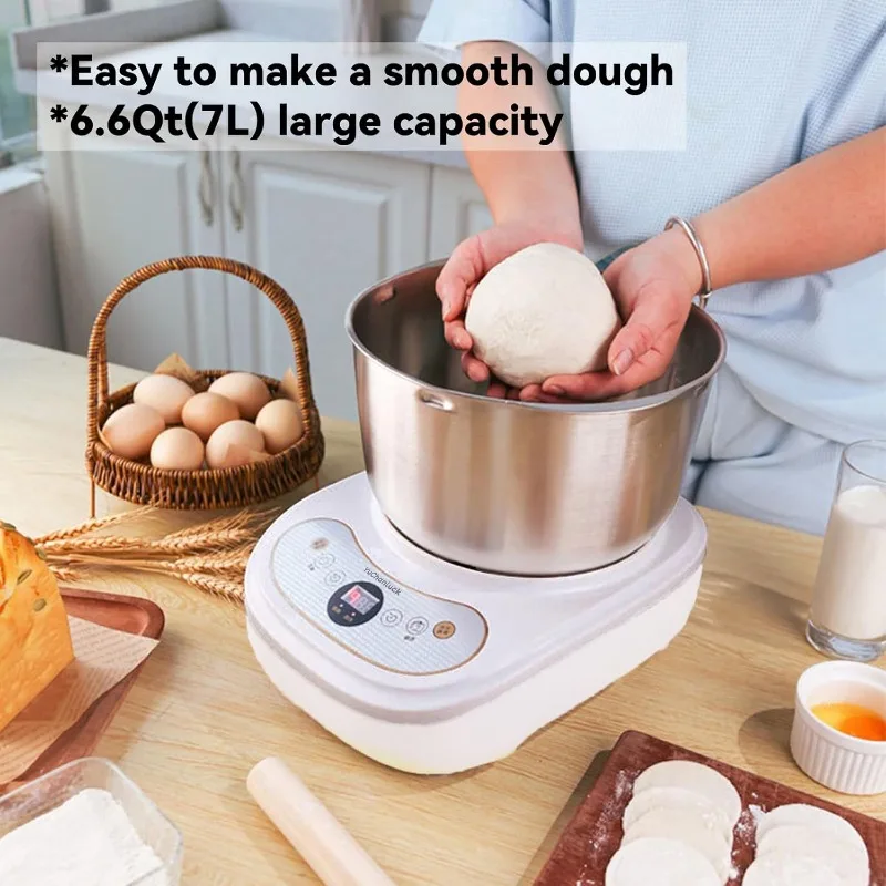 YUCHANLUCK Dough Mixer 7L Large Capacity Electric Dough Maker with Ferment Function - Dough whisk 304 Stainless Steel Blender