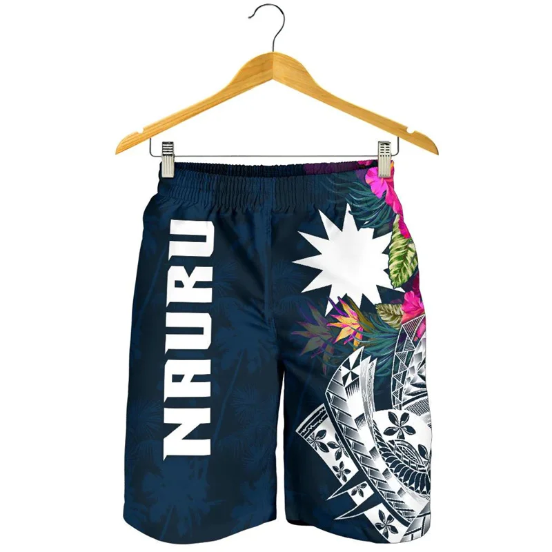 Nauru Men's Shorts Hawaii Beach Short Trunks Summer Vibe Swim Trunks Gym Ice Shorts Boy Polynesian Floral Board Short Pants