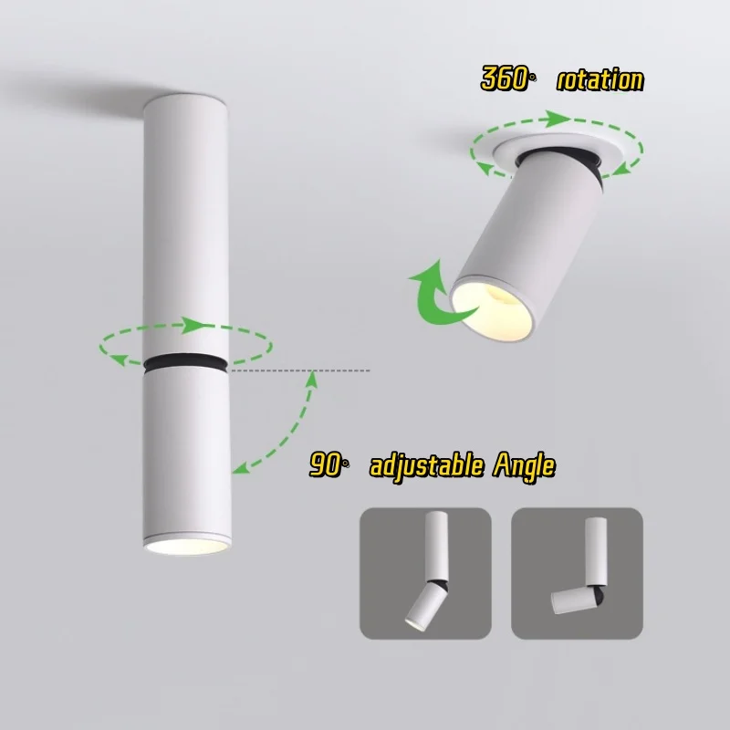 Spots COB encastrés plafond antireflet 5W 7W 12W 360 °   rotation 12-50 °   Mise au point réglable Dimmable AC85-265V Éclairage intérieur