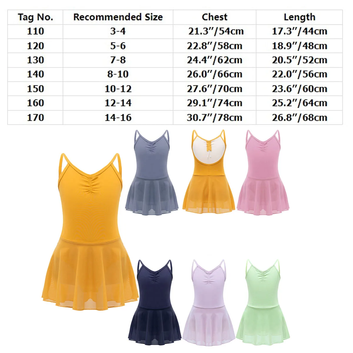 Kids Girls Skirted Leotards Dance Dress for Ballet Gymnastics Sleeveless Backless Bassic Practice Training Ballet Tutu Dress